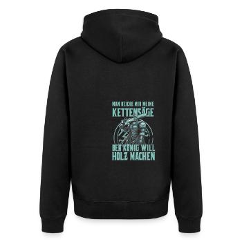 König will Holz machen Waldarbeiter Forstwirt - Unisex Premium Bio Zip Hoodie - Schwarz - Hinten - Nico (187cm)
