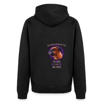 Zwei Boxer sind besser als einer - Unisex Premium Bio Zip Hoodie - Schwarz - Hinten - Nico (187cm)