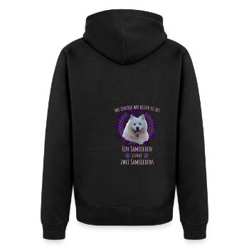 Zwei Samojede sind besser als einer - Unisex Premium Bio Zip Hoodie - Schwarz - Hinten - Nico (187cm)