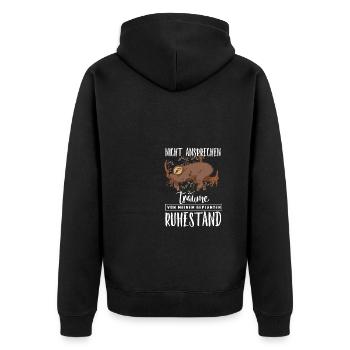 Ruhestands Träume Faultier Rente Kollegengeschenk - Unisex Premium Bio Zip Hoodie - Schwarz - Hinten - Nico (187cm)