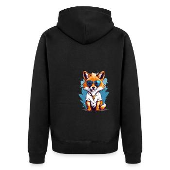 Niedlicher Fuchs mit Sonnenbrille - Unisex Premium Bio Zip Hoodie - Schwarz - Hinten - Nico (187cm)
