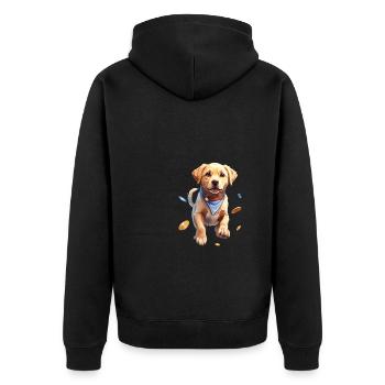 Niedlicher Golden Retriever Welpe - Unisex Premium Bio Zip Hoodie - Schwarz - Hinten - Nico (187cm)