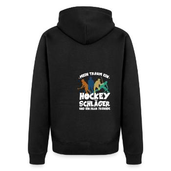 Hockey Traum Hallenhockey Hockeyspiel Spieler - Unisex Premium Bio Zip Hoodie - Schwarz - Hinten - Nico (187cm)