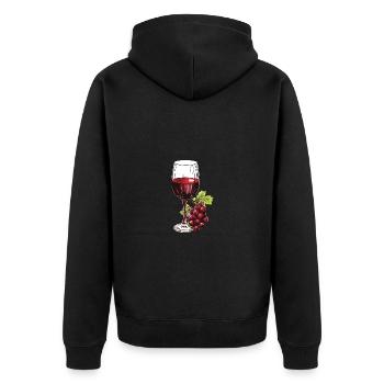 Wine Glass Grapes Wine - Unisex Premium Organic Zip Hoodie - black - Back - Nico (187cm)