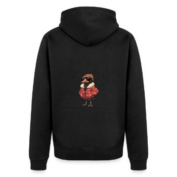 Strauß Winter - Unisex Premium Bio Zip Hoodie - Schwarz - Hinten - Nico (187cm)
