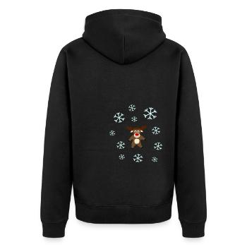 Rentier im Schnee Elche Schneeflocke Weihnachten - Unisex Premium Bio Zip Hoodie - Schwarz - Hinten - Nico (187cm)