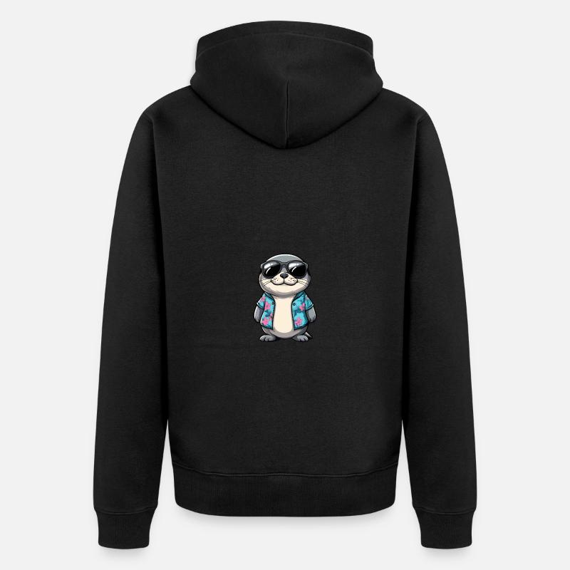 Vacances de bande dessinée Seal - Veste à capuche bio Premium Unisexe - noir