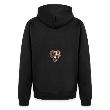 Beagle Hund Herz Love - Unisex Premium Bio Zip Hoodie - Schwarz - Hinten - Nico (187cm)