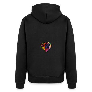 Mastiff Hund Herz Love - Unisex Premium Bio Zip Hoodie - Schwarz - Hinten - Nico (187cm)