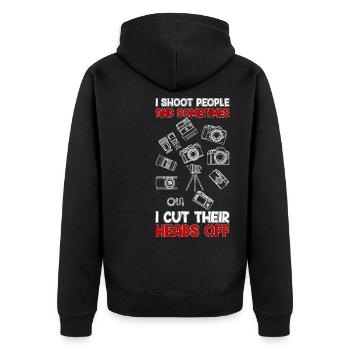 Fotografie Kamera Spruch lustig Geschenk - Unisex Premium Bio Zip Hoodie - Schwarz - Hinten - Nico (187cm)