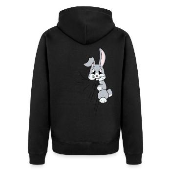 Rabbit eats fabric - Unisex Premium Organic Zip Hoodie - black - Back - Nico (187cm)