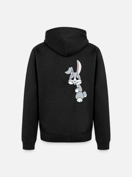 Rabbit eats fabric - Unisex Premium Organic Zip Hoodie - black
