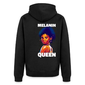 Melanin Queen Pride Roots Gift - Unisex Premium Organic Zip Hoodie - black - Back - Nico (187cm)