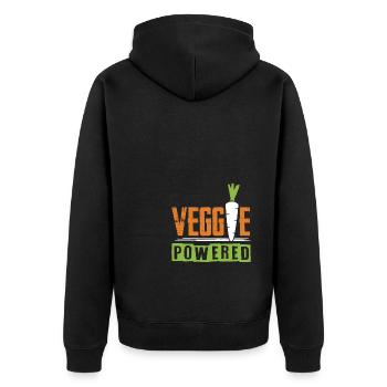 vegan veggie spruch - Unisex Premium Bio Zip Hoodie - Schwarz - Hinten - Nico (187cm)