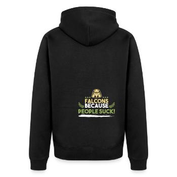 falknerei sport spruch - Unisex Premium Bio Zip Hoodie - Schwarz - Hinten - Nico (187cm)