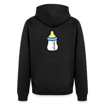 Baby Flasche Kind - Unisex Premium Bio Zip Hoodie - Schwarz - Hinten - Nico (187cm)