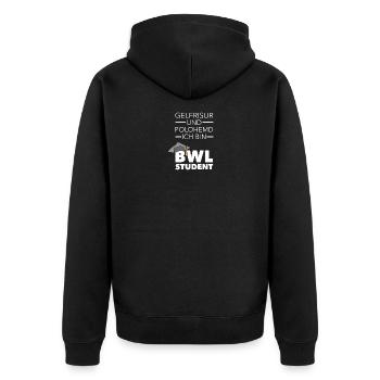 BWL Student Bachelor Geschenk - Unisex Premium Bio Zip Hoodie - Schwarz - Hinten - Nico (187cm)