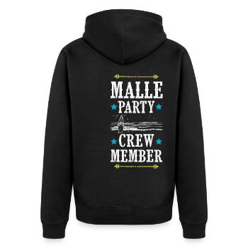 Malle Party Crew - Unisex Premium Bio Zip Hoodie - Schwarz - Hinten - Nico (187cm)