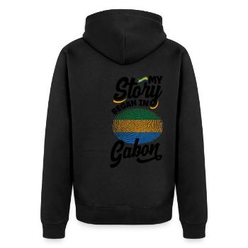 Gabonais Gabon Drapeau gabonais Mon histoire a commencé en - Veste à capuche bio Premium Unisexe - noir - Dos - Nico (187cm)