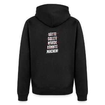 should should would could make maker - Unisex Premium Organic Zip Hoodie - black - Back - Nico (187cm)