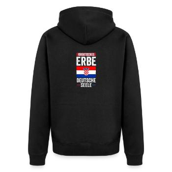 Kroate Kroatisch Deutschland Kroatien - Unisex Premium Bio Zip Hoodie - Schwarz - Hinten - Nico (187cm)