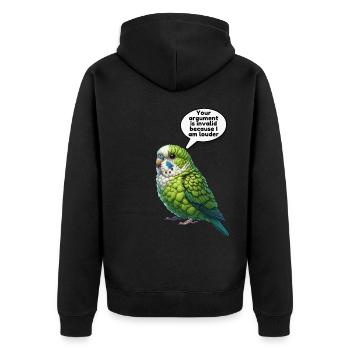 Perroquet Oiseau Perroquet vert - Veste à capuche bio Premium Unisexe - noir - Dos - Nico (187cm)