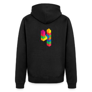 Cute Block Building 4th Birthday Gift 4 Year Old - Unisex Premium Organic Zip Hoodie - black - Back - Nico (187cm)