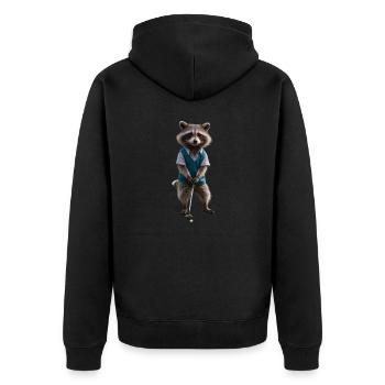 Sport-Waschbär - Unisex Premium Bio Zip Hoodie - Schwarz - Hinten - Nico (187cm)