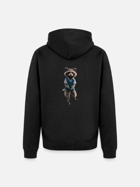 Sport-Waschbär - Unisex Premium Bio Zip Hoodie - Schwarz