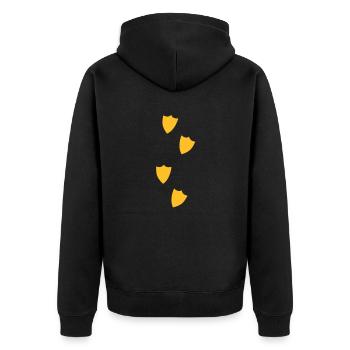 Ente Fußspuren vier up-Design - Unisex Premium Bio Zip Hoodie - Schwarz - Hinten - Nico (187cm)