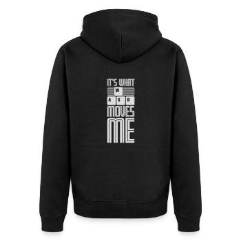 its what moves me - Unisex Premium Bio Zip Hoodie - Schwarz - Hinten - Nico (187cm)