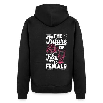 The Future Of Film Is Female Filmmaker - Unisex Premium Organic Zip Hoodie - black - Back - Nico (187cm)
