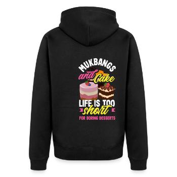 Mukbang and Cake - Unisex Premium Organic Zip Hoodie - black - Back - Nico (187cm)