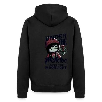 Under the Mistletoe Under the Moonlight Emocore - Unisex Premium Bio Zip Hoodie - Schwarz - Hinten - Nico (187cm)