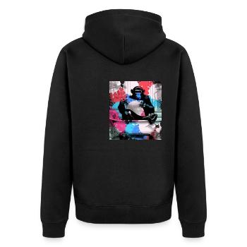 singe, graffiti, salle de bain, salle de bain, peinture, coloré - Veste à capuche bio Premium Unisexe - noir - Dos - Nico (187cm)
