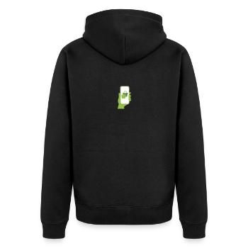 Two shopping bags in a phone t-shirt... - Unisex Premium Organic Zip Hoodie - black - Back - Nico (187cm)