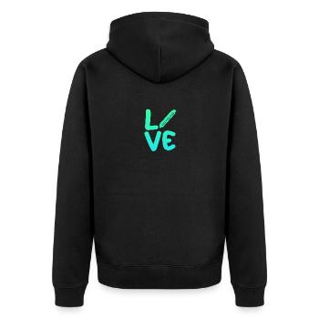 Harmonika Mundharmonika - Unisex Premium Bio Zip Hoodie - Schwarz - Hinten - Nico (187cm)