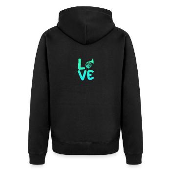 Hornist Waldhorn - Unisex Premium Bio Zip Hoodie - Schwarz - Hinten - Nico (187cm)