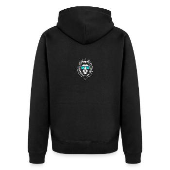 Löwe Florian - Unisex Premium Bio Zip Hoodie - Schwarz - Hinten - Nico (187cm)