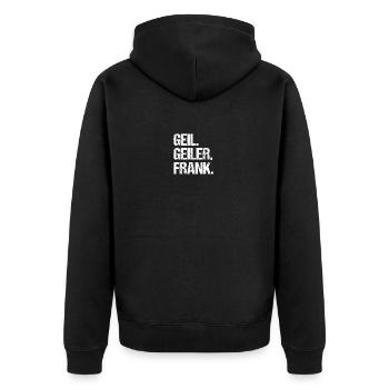 Frank - Unisex Premium Organic Zip Hoodie - black - Back - Nico (187cm)