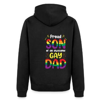 Proud Son Of An Awesome Gay Dad Pride Month - Unisex Premium Bio Zip Hoodie - Schwarz - Hinten - Nico (187cm)