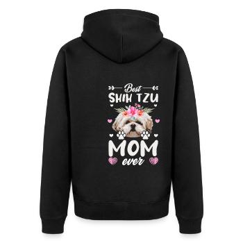 Best Shih Tzu Mom Ever Funny Shih Tzu Dog Owner - Unisex Premium Bio Zip Hoodie - Schwarz - Hinten - Nico (187cm)