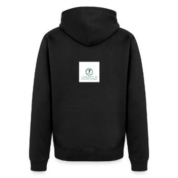 Hustle grün - Unisex Premium Bio Zip Hoodie - Schwarz - Hinten - Nico (187cm)