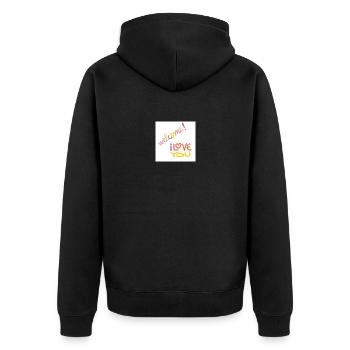 welcome - Unisex Premium Bio Zip Hoodie - Schwarz - Hinten - Nico (187cm)