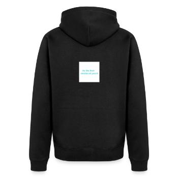Be the best version of you - Unisex Premium Organic Zip Hoodie - black - Back - Nico (187cm)