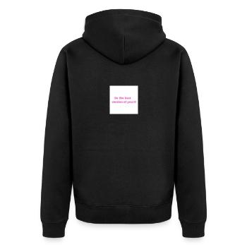 Be the best version of you - Unisex Premium Organic Zip Hoodie - black - Back - Nico (187cm)