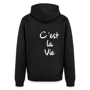C'est la vie - Veste à capuche bio Premium Unisexe - noir - Dos - Nico (187cm)