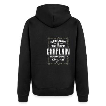 Genuine And Trusted Chaplain Premium Quality - Unisex Premium Organic Zip Hoodie - black - Back - Nico (187cm)