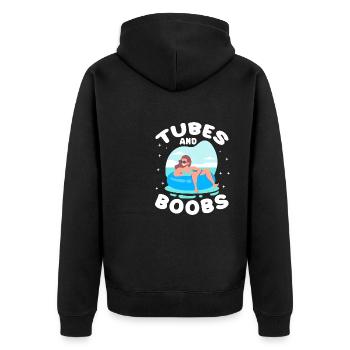 Tubes And Boobs Tube Floating River Floater - Unisex Premium Bio Zip Hoodie - Schwarz - Hinten - Nico (187cm)