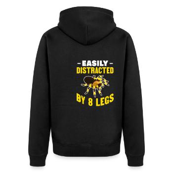 Funny Easily Distracted - Tarantula Pet Arachnid - Unisex Premium Bio Zip Hoodie - Schwarz - Hinten - Nico (187cm)